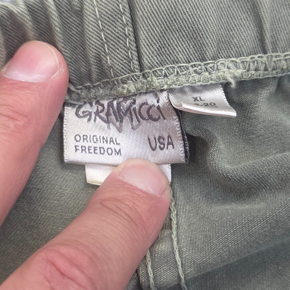Vintage Gramicci Belted Pants Women's XL 18-20 Beige Green Faded Made USA - Picture 10 of 16